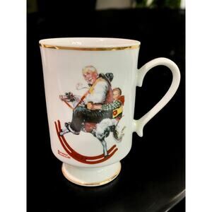 1981 Norman Rockwell Porcelain Pedestal Mug "Gramps at the Reins" The Danbury